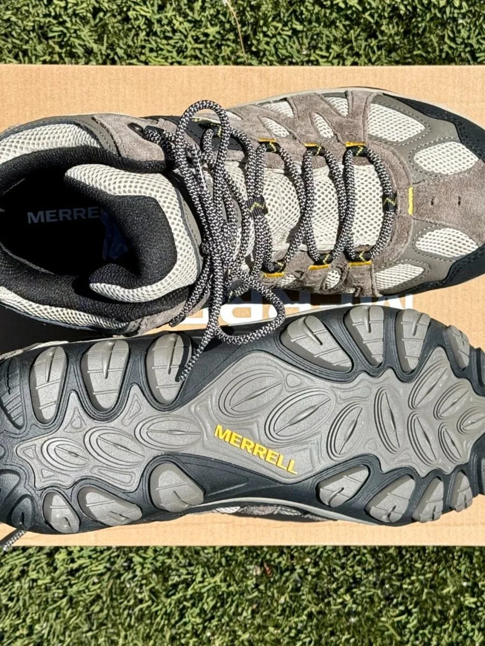 Merrell J037143 Accentor 3 Mid Waterproof Hiking Boots, Boulder/Old Gold, Sz 12